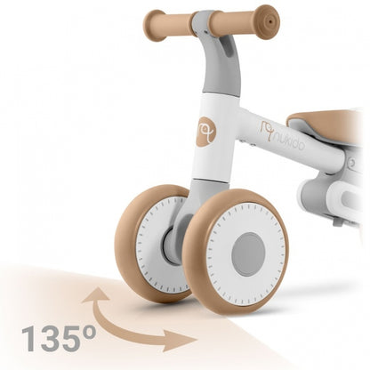 Bicicleta fara pedale pentru copii, 51 x 18.5 x 36 cm, roti EVA, Nukido NK-603 - Alb