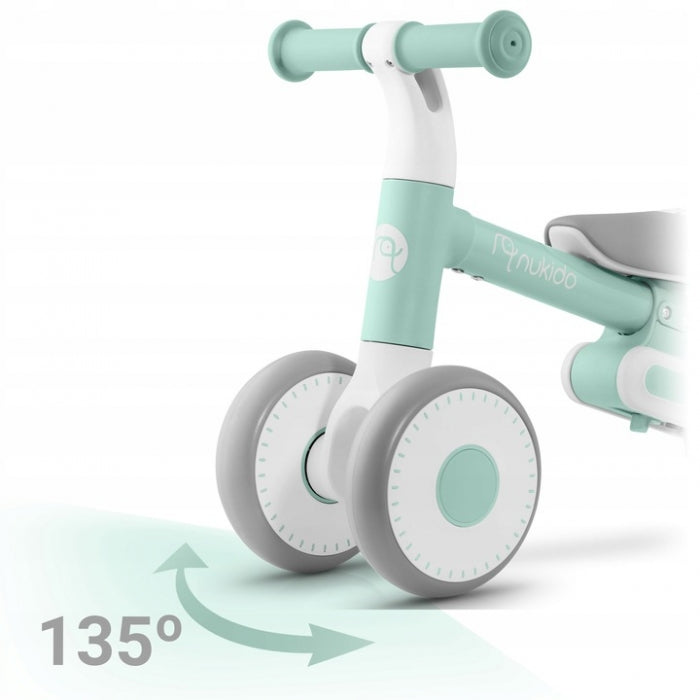 Bicicleta fara pedale pentru copii, 51 x 18.5 x 36 cm, roti EVA, Nukido NK-603 - Mint