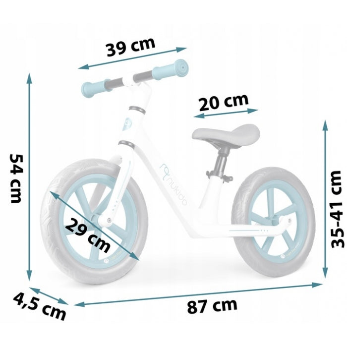 Bicicleta fara pedale pentru copii, 87 x 39 x 54 cm, roti EVA, Light Flee Nukido NK-604 - Albastru - Alb