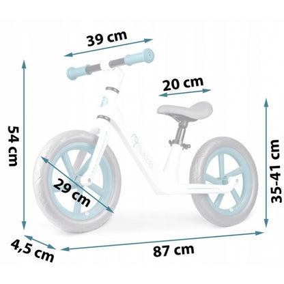 Bicicleta fara pedale pentru copii, 87 x 39 x 54 cm, roti EVA, Light Flee Nukido NK-604 - Albastru - Alb