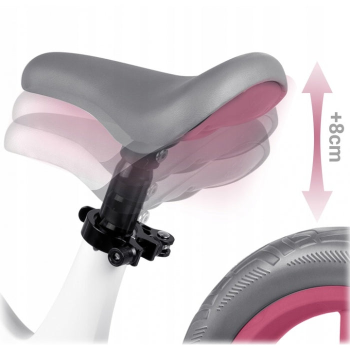 Bicicleta fara pedale pentru copii, 87 x 39 x 54 cm, roti EVA, Light Flee Nukido NK-604 - Roz - Alb