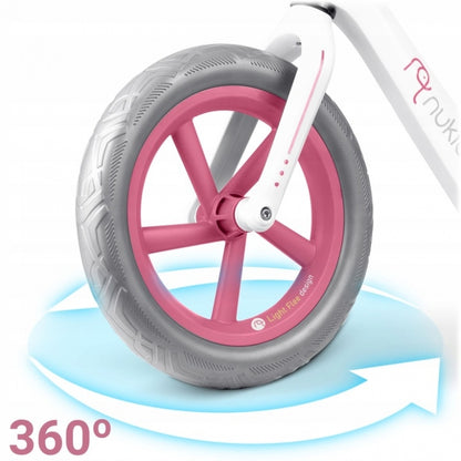 Bicicleta fara pedale pentru copii, 87 x 39 x 54 cm, roti EVA, Light Flee Nukido NK-604 - Roz - Alb