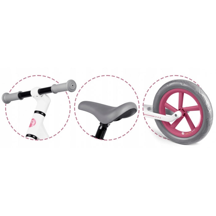 Bicicleta fara pedale pentru copii, 87 x 39 x 54 cm, roti EVA, Light Flee Nukido NK-604 - Roz - Alb