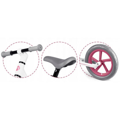 Bicicleta fara pedale pentru copii, 87 x 39 x 54 cm, roti EVA, Light Flee Nukido NK-604 - Roz - Alb