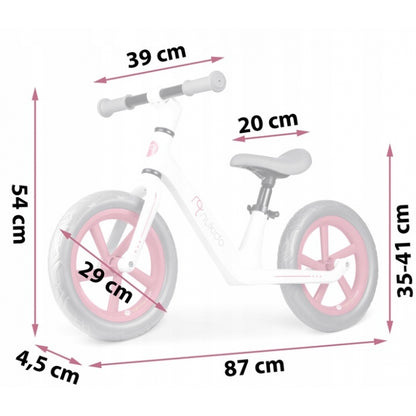 Bicicleta fara pedale pentru copii, 87 x 39 x 54 cm, roti EVA, Light Flee Nukido NK-604 - Roz - Alb