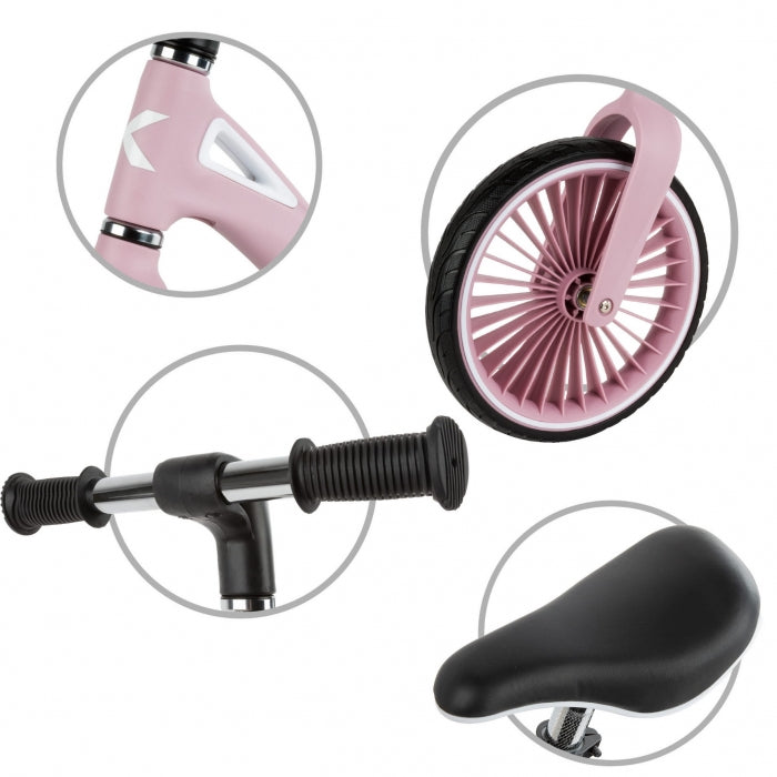 Bicicleta fara pedale, cadru nailon, roti PU, Kidwell NIX - Roz