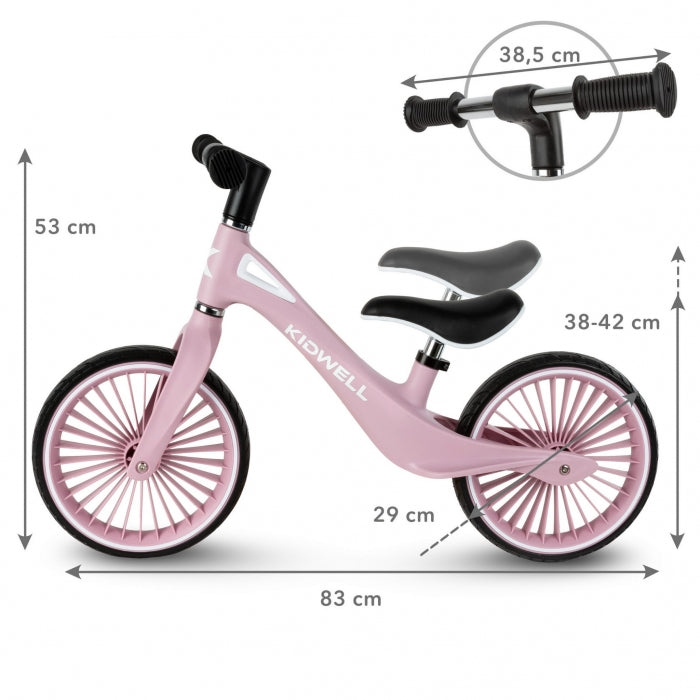 Bicicleta fara pedale, cadru nailon, roti PU, Kidwell NIX - Roz