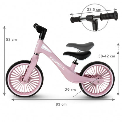 Bicicleta fara pedale, cadru nailon, roti PU, Kidwell NIX - Roz