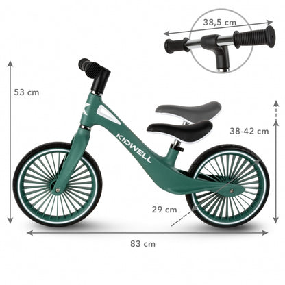 Bicicleta fara pedale, cadru nailon, roti PU, Kidwell NIX - Verde
