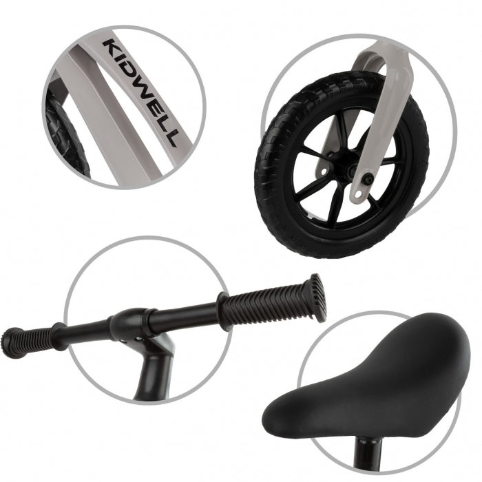 Bicicleta fara pedale, cadru magneziu, roti EVA, Kidwell VITO - Gri