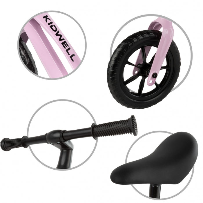 Bicicleta fara pedale, cadru magneziu, roti EVA, Kidwell VITO - Roz