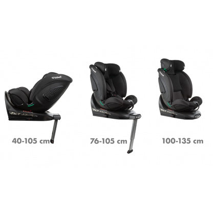 Scaun auto cu ISOFIX Kidwell GoCar, grupa 40-135 cm, i-Size, omologare R129 - Negru