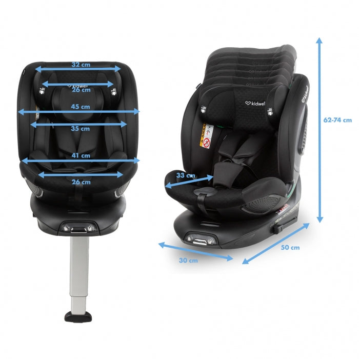 Scaun auto cu ISOFIX Kidwell GoCar, grupa 40-135 cm, i-Size, omologare R129 - Negru