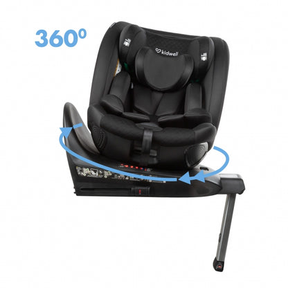 Scaun auto cu ISOFIX Kidwell GoCar, grupa 40-135 cm, i-Size, omologare R129 - Negru