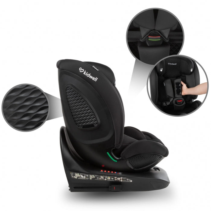 Scaun auto cu ISOFIX Kidwell GoCar, grupa 40-135 cm, i-Size, omologare R129 - Negru