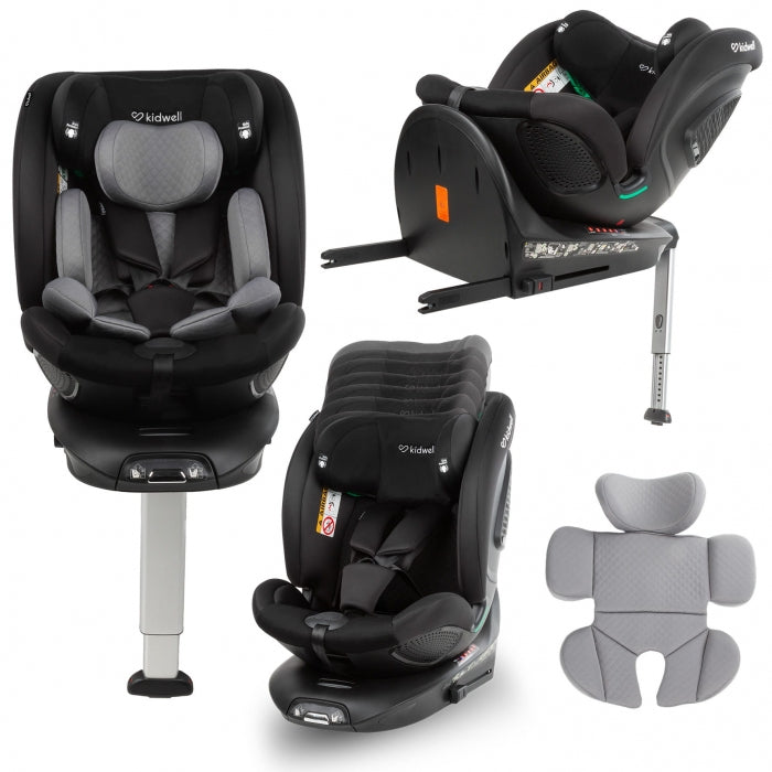 Scaun auto cu ISOFIX Kidwell GoCar, grupa 40-135 cm, i-Size, omologare R129 - Negru-Gri