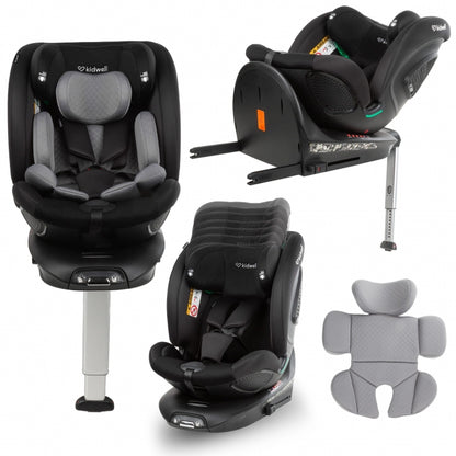 Scaun auto cu ISOFIX Kidwell GoCar, grupa 40-135 cm, i-Size, omologare R129 - Negru-Gri