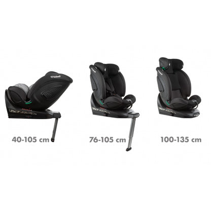 Scaun auto cu ISOFIX Kidwell GoCar, grupa 40-135 cm, i-Size, omologare R129 - Negru-Gri