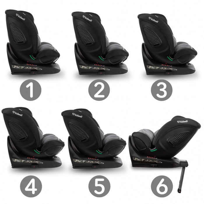 Scaun auto cu ISOFIX Kidwell GoCar, grupa 40-135 cm, i-Size, omologare R129 - Negru-Gri