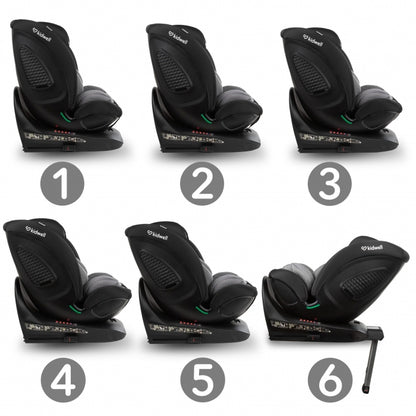 Scaun auto cu ISOFIX Kidwell GoCar, grupa 40-135 cm, i-Size, omologare R129 - Negru-Gri