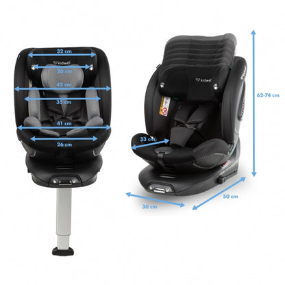 Scaun auto cu ISOFIX Kidwell GoCar, grupa 40-135 cm, i-Size, omologare R129 - Negru-Gri