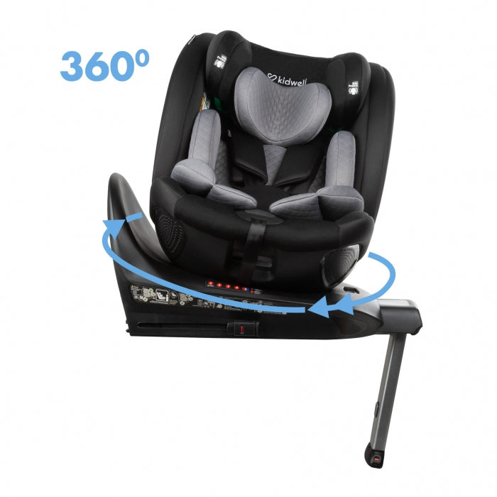 Scaun auto cu ISOFIX Kidwell GoCar, grupa 40-135 cm, i-Size, omologare R129 - Negru-Gri