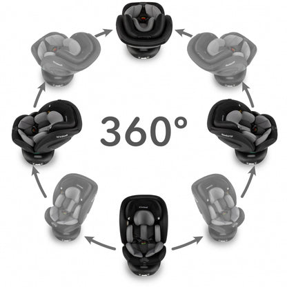 Scaun auto cu ISOFIX Kidwell GoCar, grupa 40-135 cm, i-Size, omologare R129 - Negru-Gri