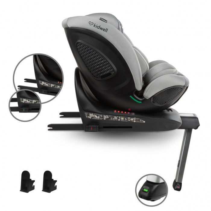 Scaun auto cu ISOFIX Kidwell GoCar, grupa 40-135 cm, i-Size, omologare R129 - Gri