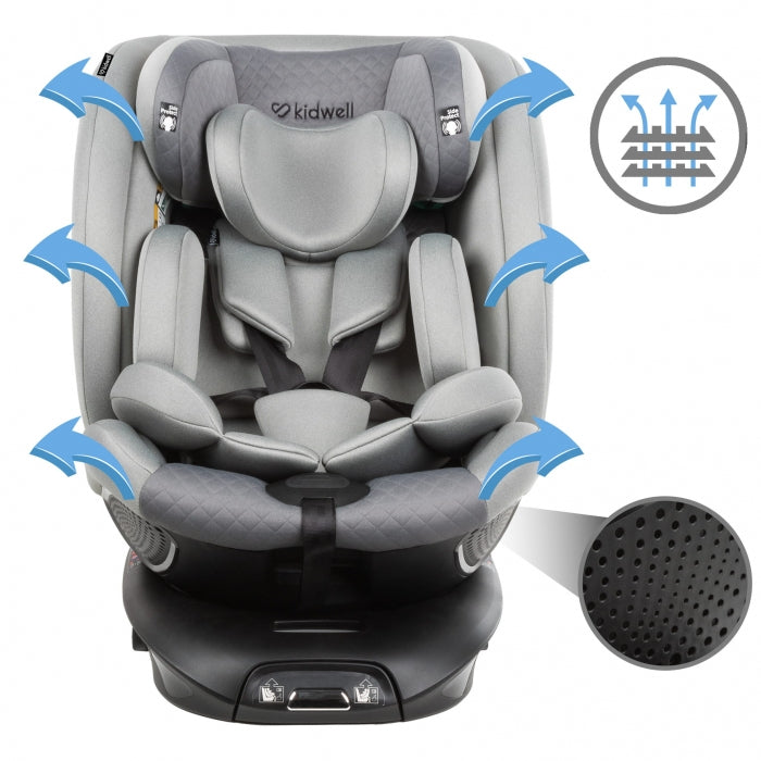 Scaun auto cu ISOFIX Kidwell GoCar, grupa 40-135 cm, i-Size, omologare R129 - Gri