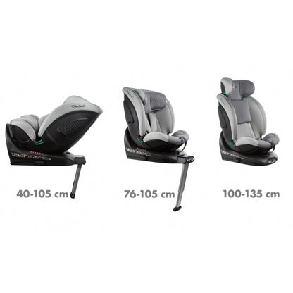 Scaun auto cu ISOFIX Kidwell GoCar, grupa 40-135 cm, i-Size, omologare R129 - Gri