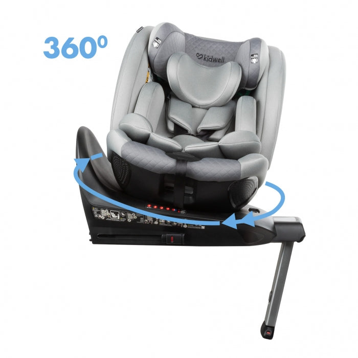 Scaun auto cu ISOFIX Kidwell GoCar, grupa 40-135 cm, i-Size, omologare R129 - Gri