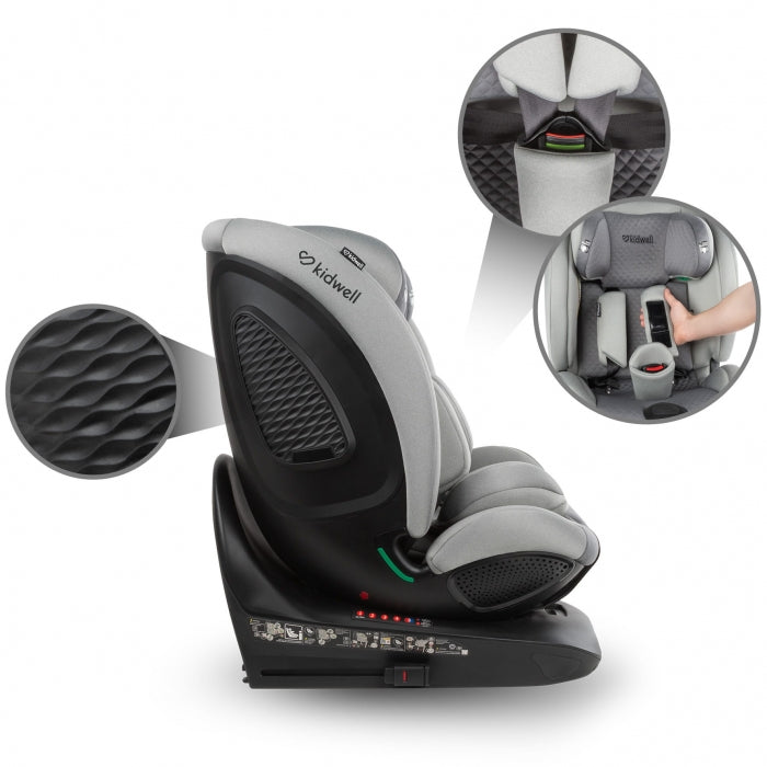 Scaun auto cu ISOFIX Kidwell GoCar, grupa 40-135 cm, i-Size, omologare R129 - Gri