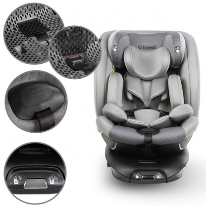 Scaun auto cu ISOFIX Kidwell GoCar, grupa 40-135 cm, i-Size, omologare R129 - Gri
