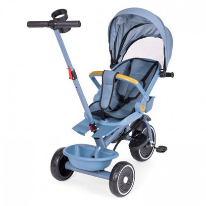 Tricicleta 2 in 1 pentru copii, scaun rotativ 360°, roti din spuma EVA, Ecotoys WQL-066-18 - Albastru