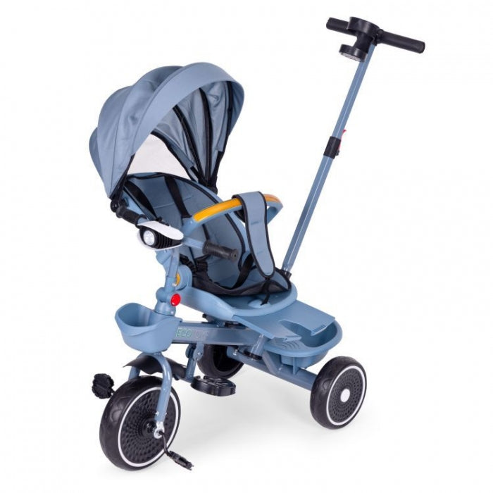 Tricicleta 2 in 1 pentru copii, scaun rotativ 360°, roti din spuma EVA, Ecotoys WQL-066-18 - Albastru