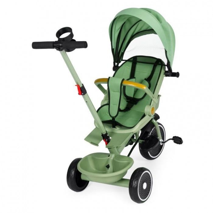 Tricicleta 2 in 1 pentru copii, scaun rotativ 360°, roti din spuma EVA, Ecotoys WQL-066-18 - Verde