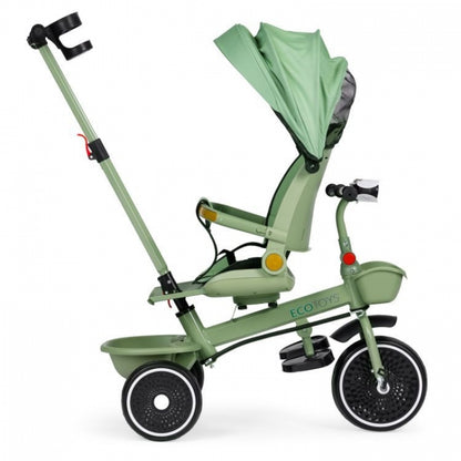 Tricicleta 2 in 1 pentru copii, scaun rotativ 360°, roti din spuma EVA, Ecotoys WQL-066-18 - Verde
