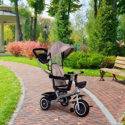 Tricicleta 2 in 1 pentru copii, scaun rotativ 360°, roti din spuma EVA, Ecotoys WQL-066-52 - Bej