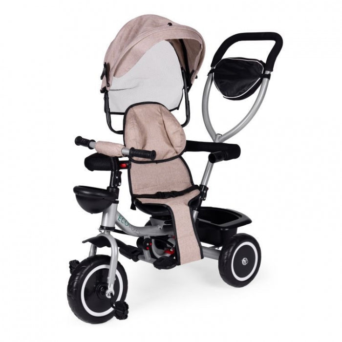 Tricicleta 2 in 1 pentru copii, scaun rotativ 360°, roti din spuma EVA, Ecotoys WQL-066-52 - Bej
