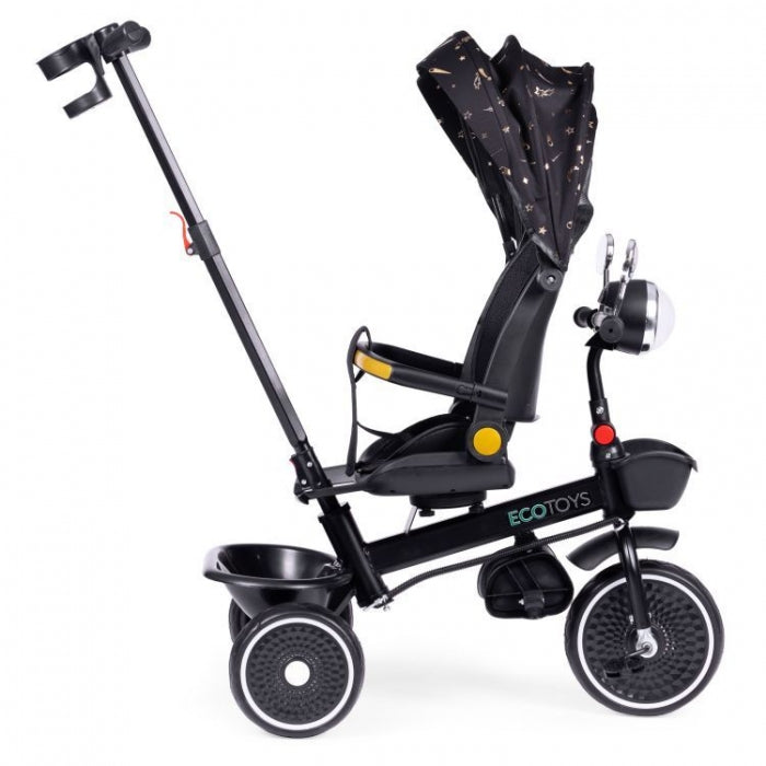 Tricicleta pentru copii, scaun rotativ 360°, roti din spuma EVA, Ecotoys WQL-186 - Negru