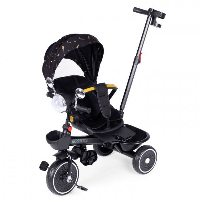 Tricicleta pentru copii, scaun rotativ 360°, roti din spuma EVA, Ecotoys WQL-186 - Negru
