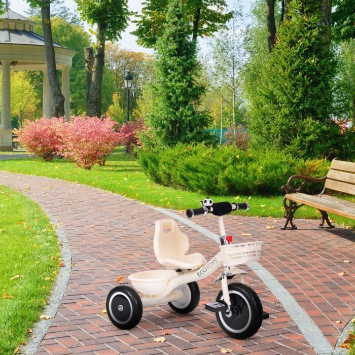 Tricicleta cu pedale pentru copii, roti din spuma EVA, Ecotoys WQL-1999 - Bej