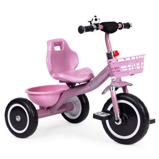 Tricicleta cu pedale pentru copii, roti din spuma EVA, Ecotoys WQL-1999 - Roz