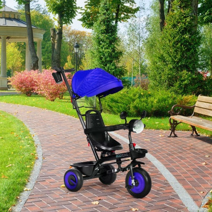Tricicleta 3 in 1 pentru copii, scaun rotativ 360°, roti din spuma EVA, Ecotoys WQL-066-51 - Albastru