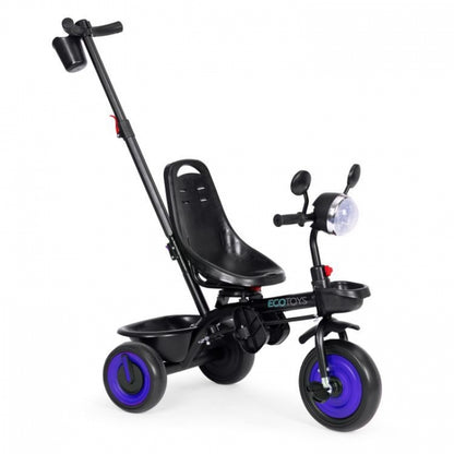 Tricicleta 3 in 1 pentru copii, scaun rotativ 360°, roti din spuma EVA, Ecotoys WQL-066-51 - Albastru