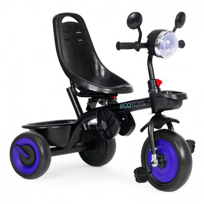 Tricicleta 3 in 1 pentru copii, scaun rotativ 360°, roti din spuma EVA, Ecotoys WQL-066-51 - Albastru