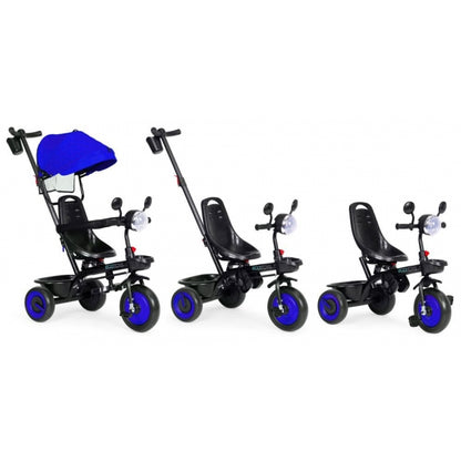 Tricicleta 3 in 1 pentru copii, scaun rotativ 360°, roti din spuma EVA, Ecotoys WQL-066-51 - Albastru