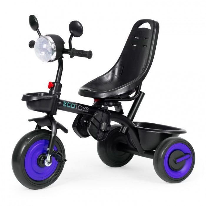 Tricicleta 3 in 1 pentru copii, scaun rotativ 360°, roti din spuma EVA, Ecotoys WQL-066-51 - Albastru