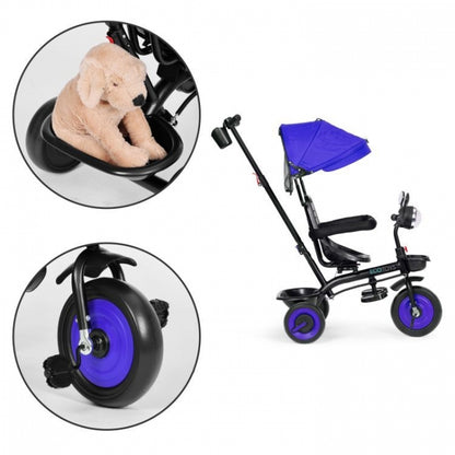 Tricicleta 3 in 1 pentru copii, scaun rotativ 360°, roti din spuma EVA, Ecotoys WQL-066-51 - Albastru
