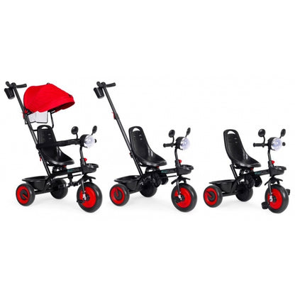 Tricicleta 3 in 1 pentru copii, scaun rotativ 360°, roti din spuma EVA, Ecotoys WQL-066-51 - Rosu
